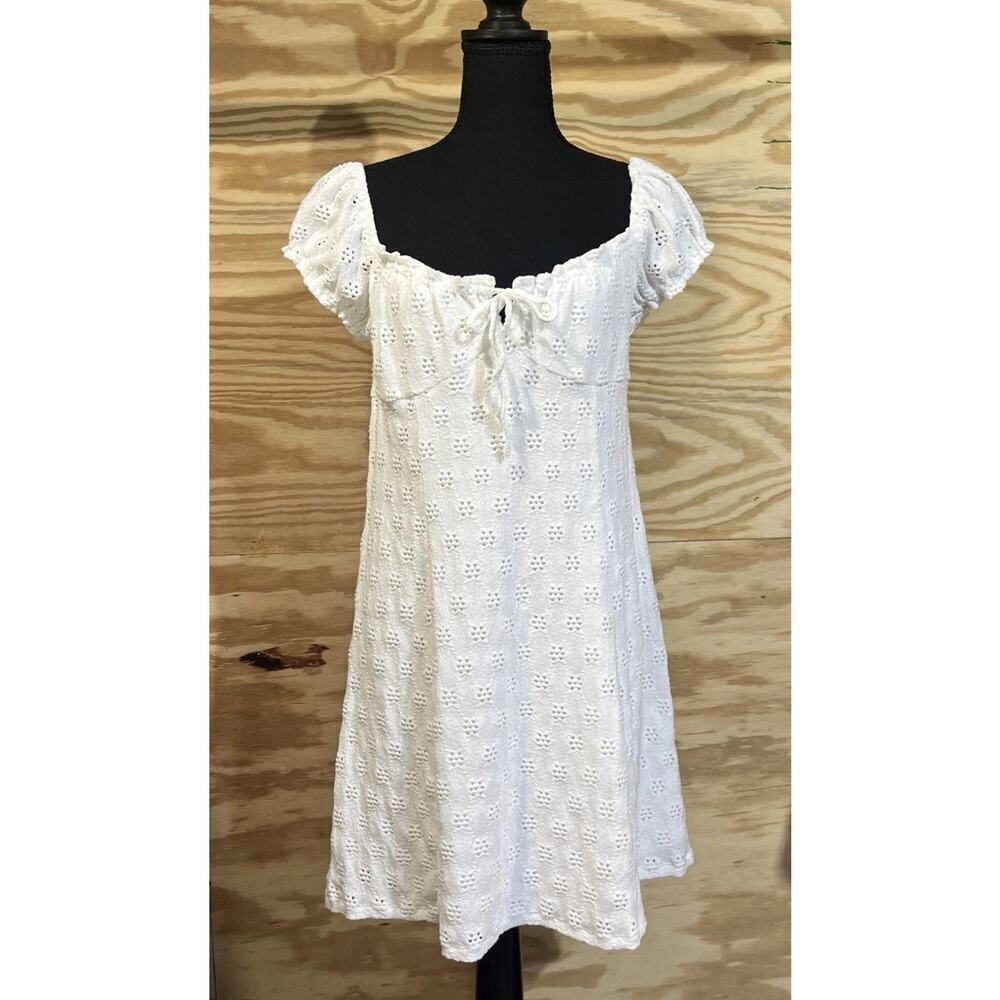 Aeropostale Milkmaid Babydoll Y2K Mini Dress White Size L Coquette Feminine